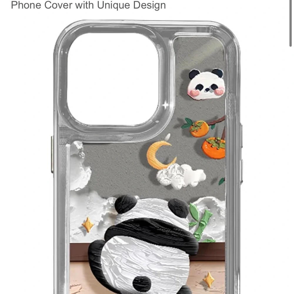 iPhone 15/14/13 Panda Design Phone Case - Black and White